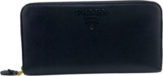 Prada Black Leather Long Wallet (Bi-Fold) (Pre-Owned)