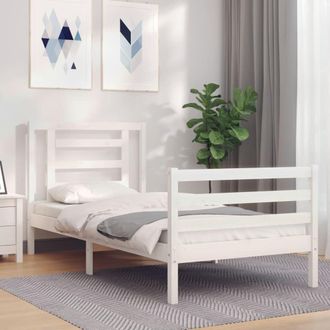 Berkfield Home Bed Frame with Headboard White 90x200 cm Solid Wood
