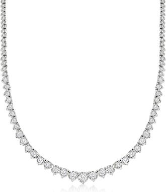 Ross-Simons Diamond Graduated Tennis Necklace in Sterling Silver