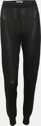 Versace Black Shimmering Rib Knit Leggings