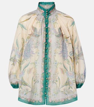 Zimmermann Indra printed cotton and silk-blend blouse