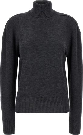 Burberry Trui met hoge hals - Dames - Coltruien - Grijs - M - Wol - Truien & Vesten