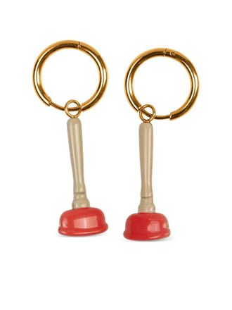 Seletti x Toiletpaper dangling sink plunger earrings - unisex - stainless steel/Gold Plated Metal - One Size