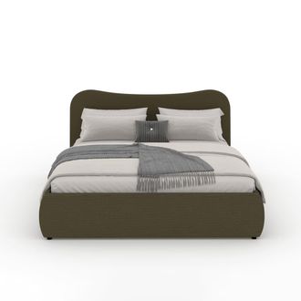 Concept Usine Cama con arc&oacute;n 140x190cm dise&ntilde;o redondeado pana verde