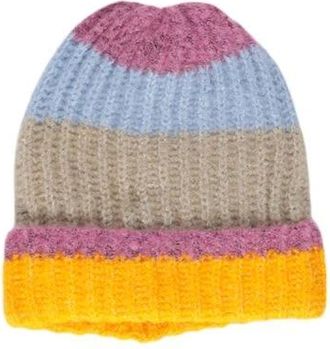 Pieces Gele Acryl Muts Vrouwen Herfst/Winter Collectie - Dames - Hoeden - Veelkleurig - ONE Size - Polyester - Accessoires