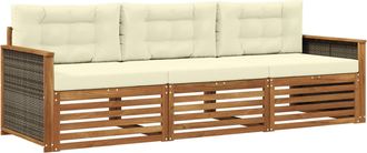 vidaXL Conjunto De Sof&aacute;s De Exterior 3 Uds. Natural Y Crema Vidaxl