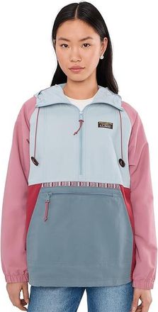 L.L.Bean Mountain Classic Anorak Womens Clothing Oyster Blue/Forest Grey : SM, Nylon