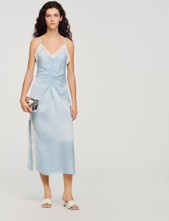 Sandro Satin-effect maxi dress with straps