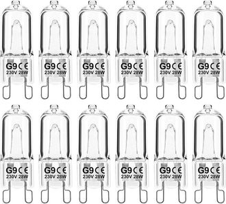 OEM Bombilla Hal&oacute;gena G9 De 28 W Y 230 V, Regulable, Luz Blanca C&aacute;lida, Tolera Hasta 300 &deg;c, Apta Para Horno, Microondas, Cocina Y Plafones, Paquete De 12