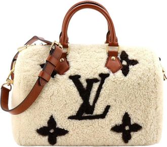 Louis Vuitton Beige Monogram Giant Teddy Fleece Speedy Bandouliere 25 (Authentic Pre-Loved)