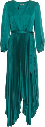 Twinset Womens Pleated Midi Dress Asymmetrical Style - Teal - Size EU 38 (Womens)