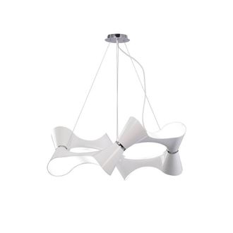 Netlighting Ora Pendant 8 Twisted Round Light E27 Gloss White White Acrylic Chrome