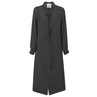 Crida Milano Kleedjes, Dames, Zwart, L, Polkadot zijden midi-jurk