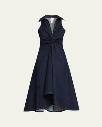 Cinq &agrave; Sept Sherri Twist-Front Denim Dress