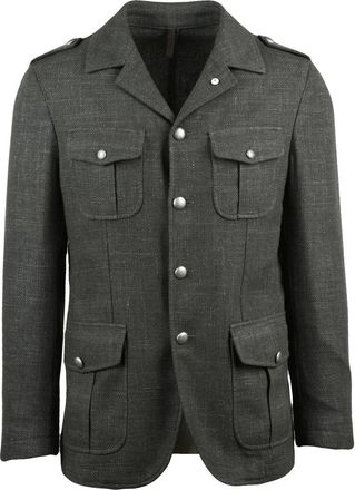 L.B.M. 1911 Military Blazer Jacket in Wool-Linen Blend with Utility Details