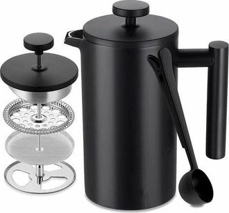 OEM Cafetera De &Eacute;mbolo, 1 Litro, Doble Pared Aislada, Pared Interior Con Protector De Seguridad, Incluye 5 Filtros De Caf&eacute; Y Cuchara Medidora, Capacidad P