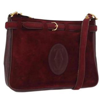 Cartier Pre-owned Cross Body Bags, female, Red, Size: ONE SIZE Pre-owned Suede Shoulder Bag