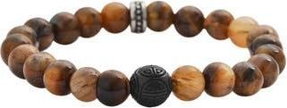 Geoffrey Beene Mens Semiprecious Stone Beaded Stretch Bracelet in Brown at Nordstrom Rack