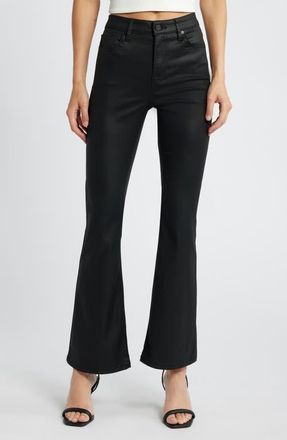 Hidden Jeans Coated High Waist Flare Jeans in Black at Nordstrom, Size 24