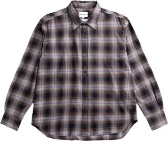 Norse Projects Falster Fijne Katoenen Flanel Check Oversized Shirt - Heren - Casual Overhemden - Paars - L - Katoen - Overhemden
