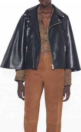 AS by DF Faith Recycled Leather Moto Cape in Black at Nordstrom, Size Medium