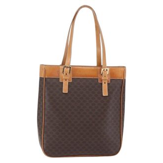 Celine Vintage Macadam Handbag Canvas And Leather Brown Canvas Handbag (Pre-Owned)