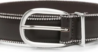 PESERICO Bead-Trim Leather Belt - Black