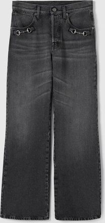 Gucci Cotton Denim Pants With Horsebit, Black