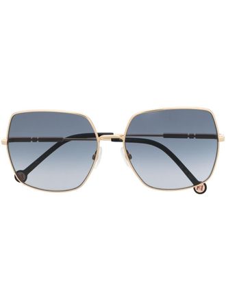 Carolina Herrera Occhiali da sole squadrati con logo inciso - Oro