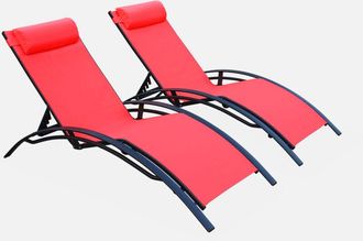 Sweeek Tumbona De Aluminio Textileno, Set De 2