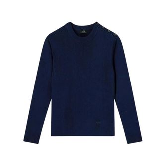 A.P.C. Round-neck Knitwear, male, Blue, Size: S Round-neck Knitwear