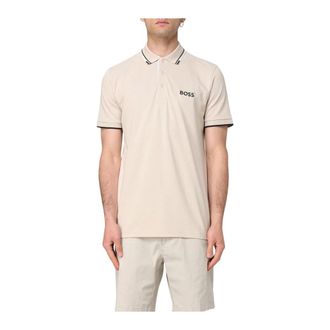 HUGO BOSS Hugo, Polo Shirts, male, Beige, Size: S Tipped Collar Polo Shirt