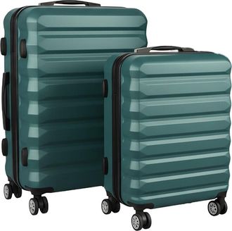 Relaxdays Relaxdays suitcase set, 2-piece, 2 sizes, 4 wheels, hard shell, telescopic handle, with combination lock, petrol