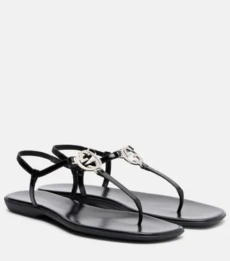 Gucci Interlocking G patent leather thong sandals