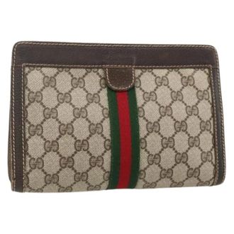 Gucci Pre-owned Clutches, female, Multicolor, Size: ONE SIZE Pre-owned Vintage GG Canvas PVC Leather Clutch