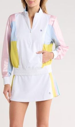 Original Penguin Colorblock Quarter Zip Pullover in Bright White at Nordstrom Rack, Size X-Small