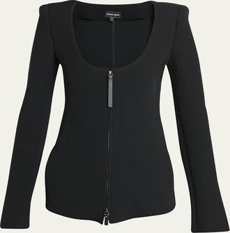 Giorgio Armani Double-Jersey Virgin Wool Zip Jacket