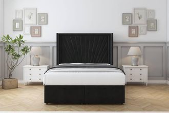 Comfort Beds Sunrise Plush Ottoman Bed Set With 54 Wingback Headboard in Black | Size: Small Single