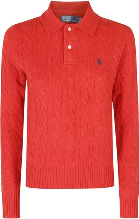 Polo Ralph Lauren Wol Pique Polo - Dames - Polos - Rood - L - Wol - Tops