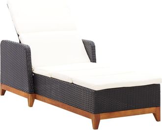 vidaXL Vidaxl - Tumbona De Rat&aacute;n Sint&eacute;tico Y Madera Maciza De Acacia Negro