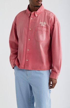 Elwood Malibu Cotton Twill Button Up Shirt in Red at Nordstrom, Size Xx-Large