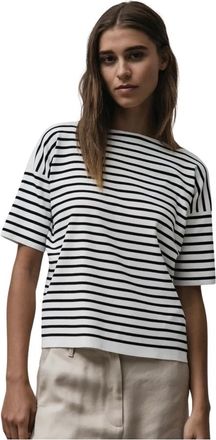 Roberto Collina Gestreept Oversized Katoenen T-shirt - Dames - T-shirts - Veelkleurig - S - Katoen - Tops