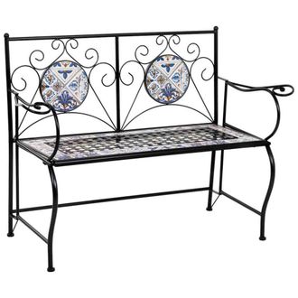 Wanderlust Deco Banco de forja y mosaico 110 x 50 x 88h cm