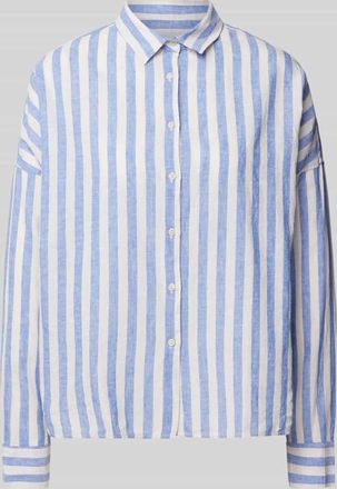 0039 Italy 0039 Italy Regular Fit Leinenhemdbluse mit überschnittenen Schultern in Blau, Größe XL