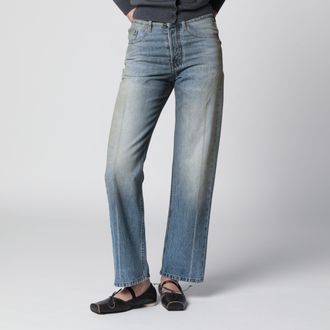 Maison Margiela Straight-leg trompe-lail cotton jeans in medium blue
