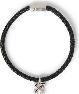 Off-white Mens Arrow Black Leather Bracelet at Nordstrom, Size Large