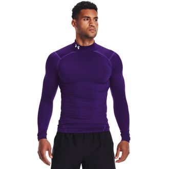 Under Armour Mens ColdGear Armour Compression Mock, Purple (500)/White, Small