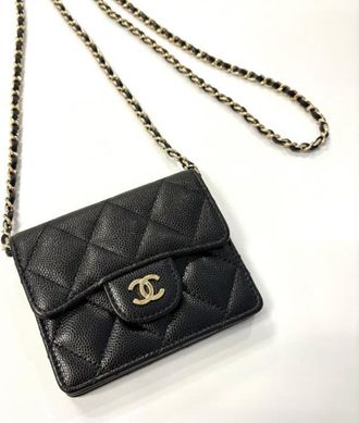 Chanel Black Grained Calfskin Pochette (Pre-Owned)
