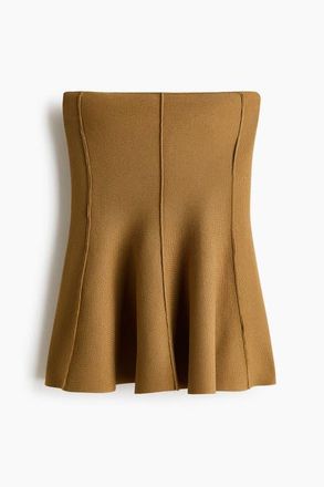 H&M Peplum Tube Top in Beige at Nordstrom, Size X-Small
