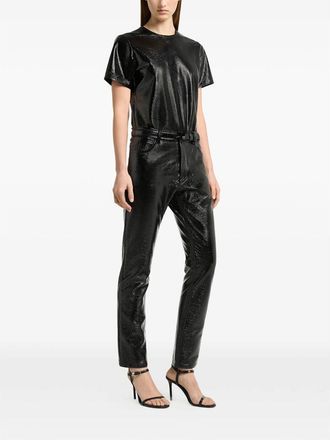 Courr&egrave;ges Vinyl-Textured T-Shirt - Black